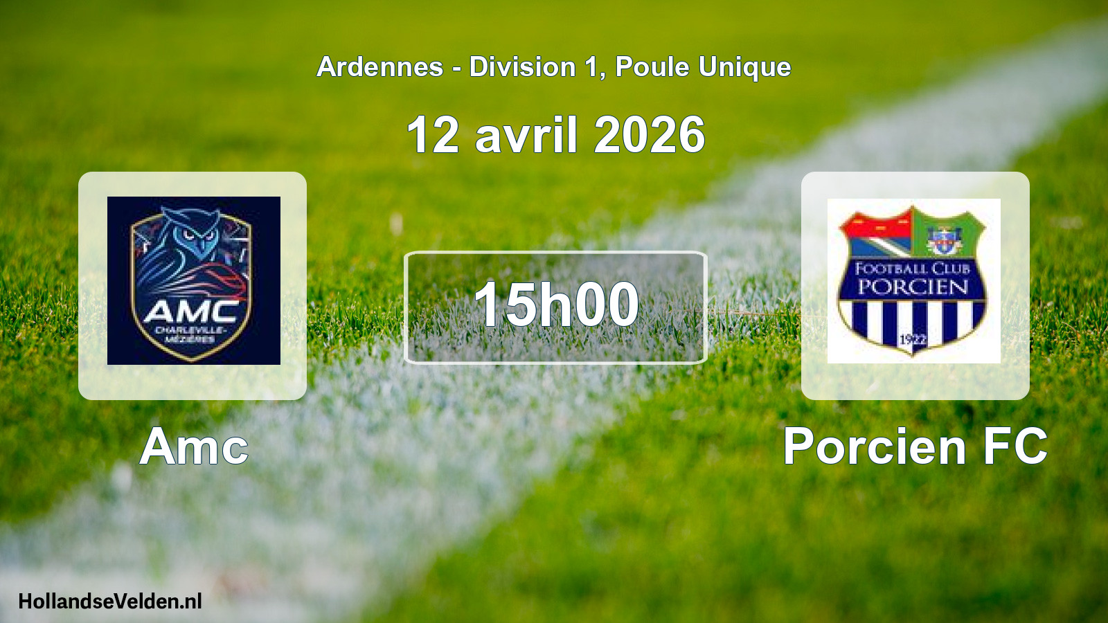 Match programmé: Amc - Porcien FC (12 avril 2026)