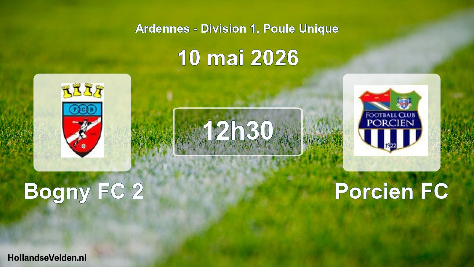 Geplande wedstrijd: Bogny FC 2 - Porcien FC (10 mei 2026)