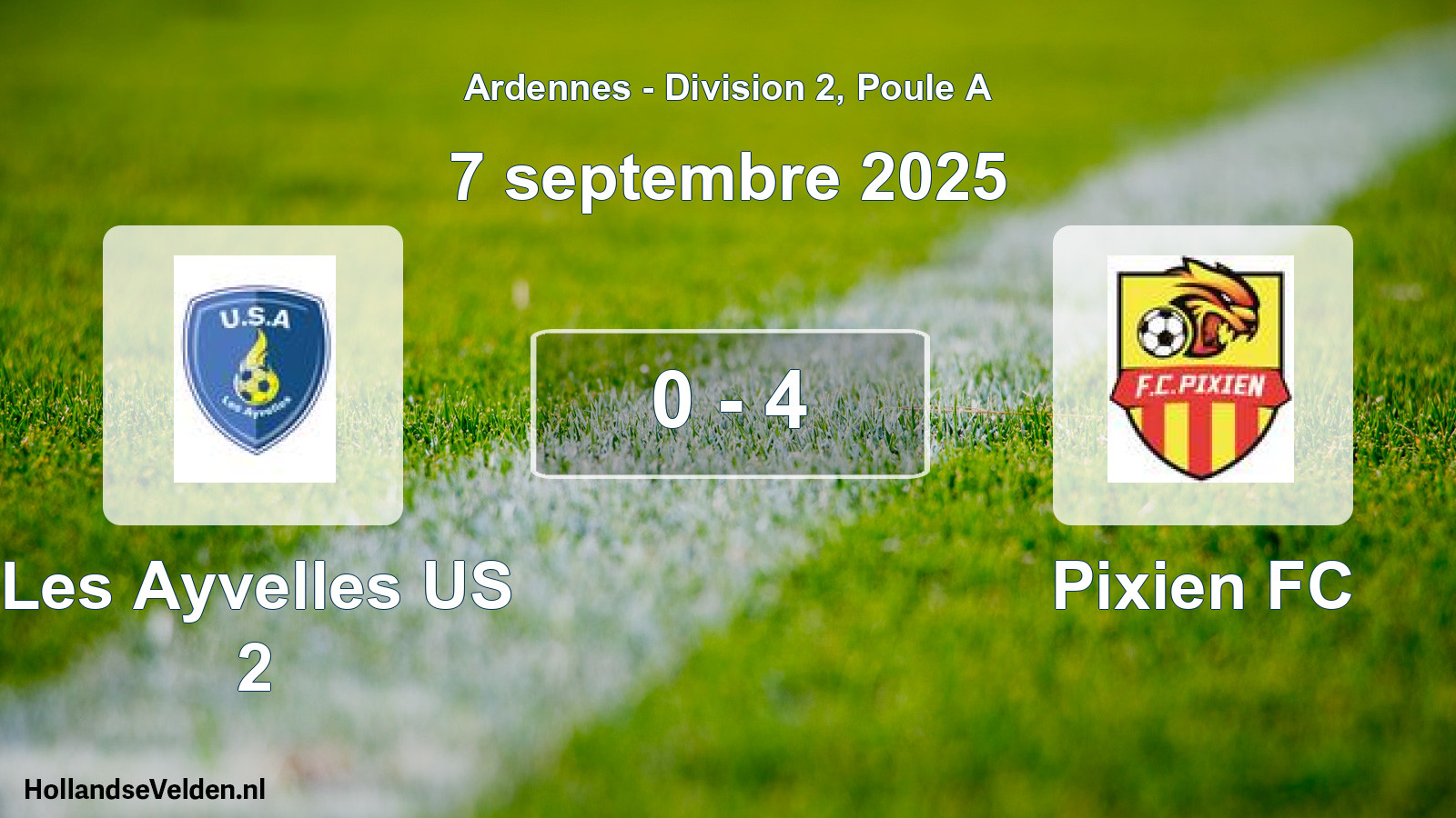 Total number of matches played: Les Ayvelles US 2 - Pixien FC 0 - 4 (7 September 2025)