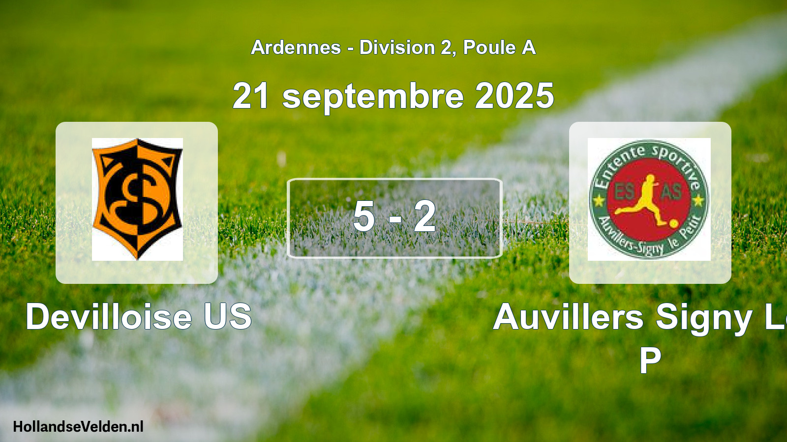 Total number of matches played: Devilloise US - Auvillers Signy Le P 5 - 2 (21 September 2025)