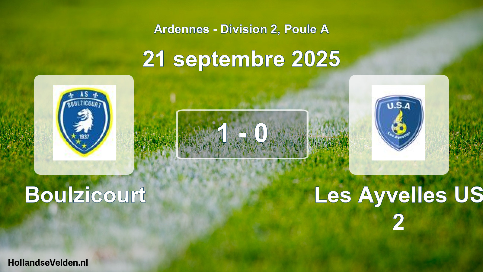 Match joué: Boulzicourt - Les Ayvelles US 2 1 - 0 (21 septembre 2025)