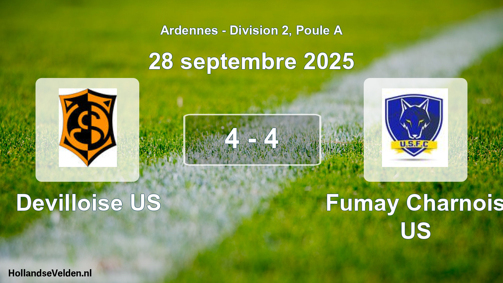 Match joué: Devilloise US - Fumay Charnois US 4 - 4 (28 septembre 2025)