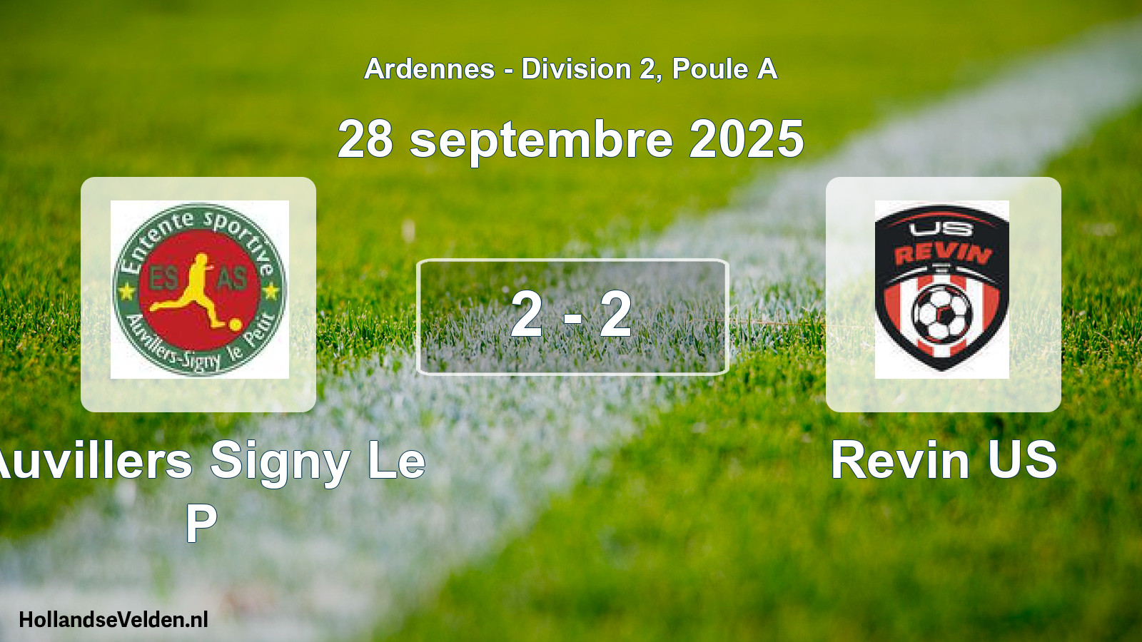 Match joué: Auvillers Signy Le P - Revin US 2 - 2 (28 septembre 2025)