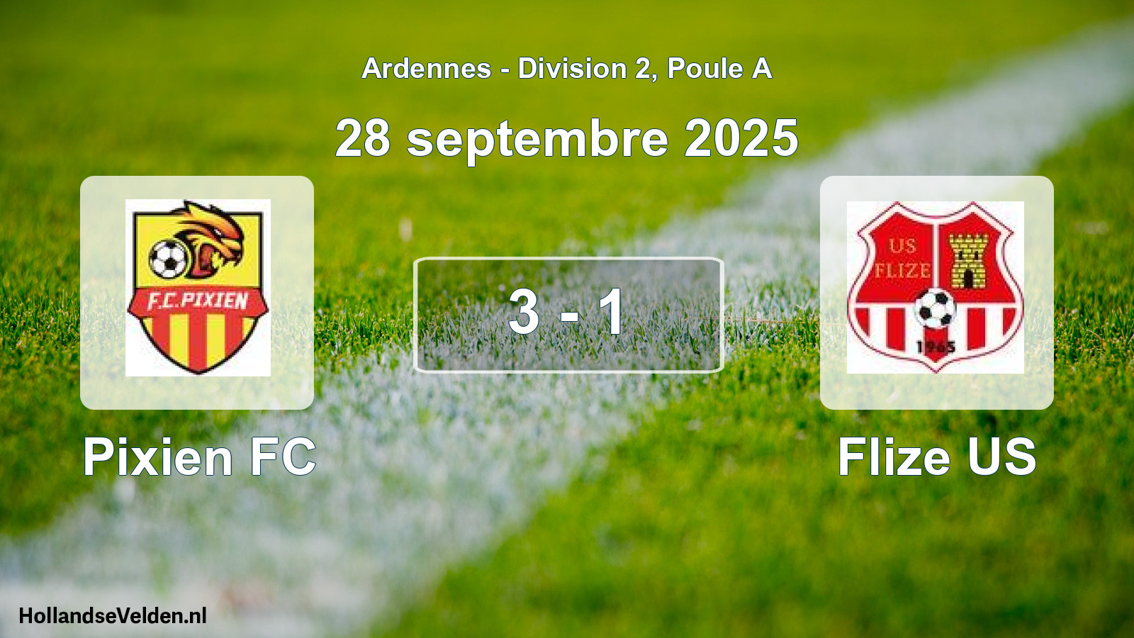 Match joué: Pixien FC - Flize US 3 - 1 (28 septembre 2025)