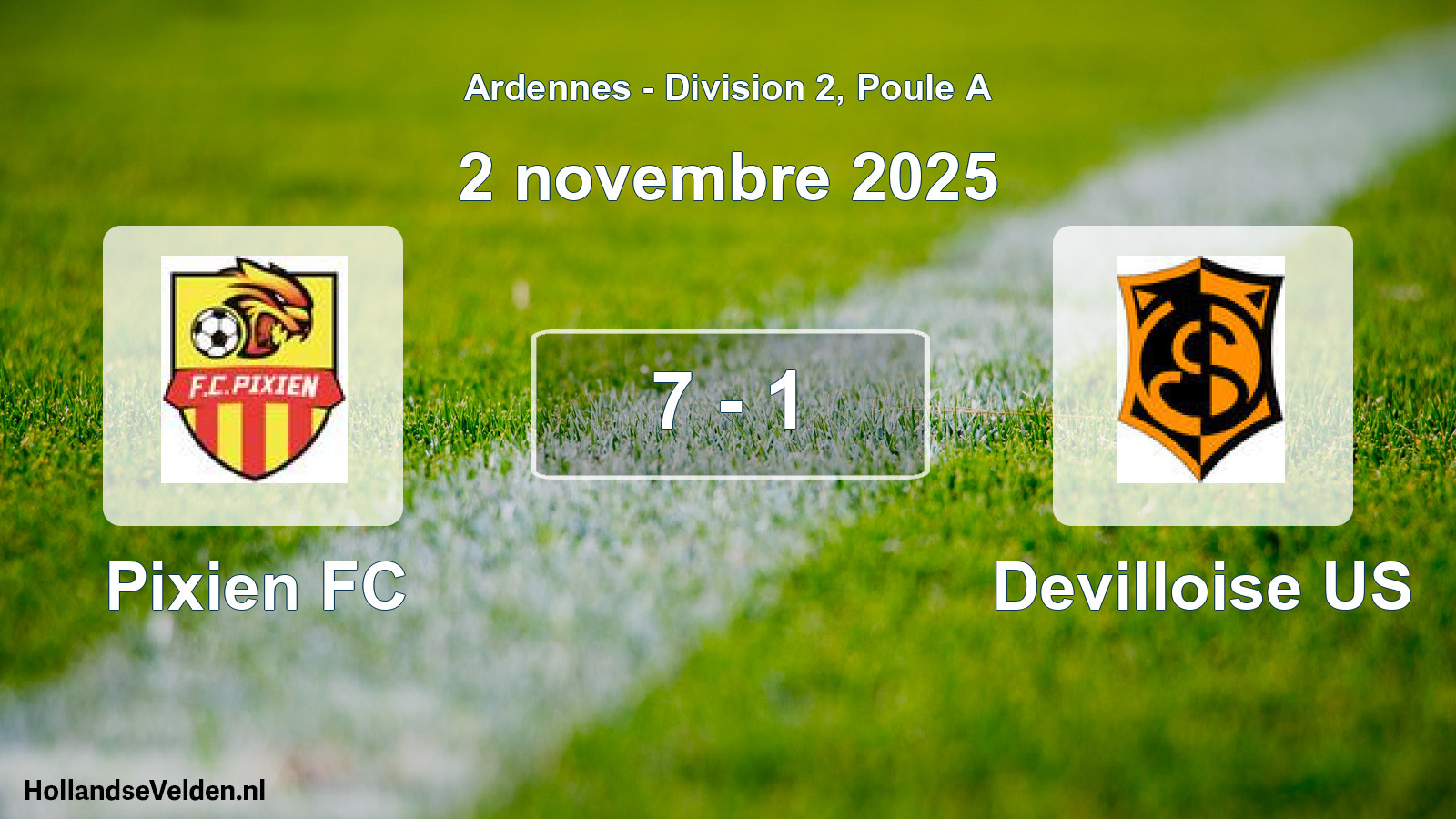 Match joué: Pixien FC - Devilloise US 7 - 1 (2 novembre 2025)