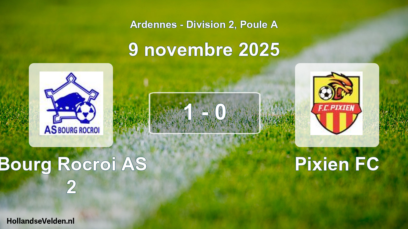 Gespeelde wedstrijd: Bourg Rocroi AS 2 - Pixien FC 1 - 0 (9 november 2025)
