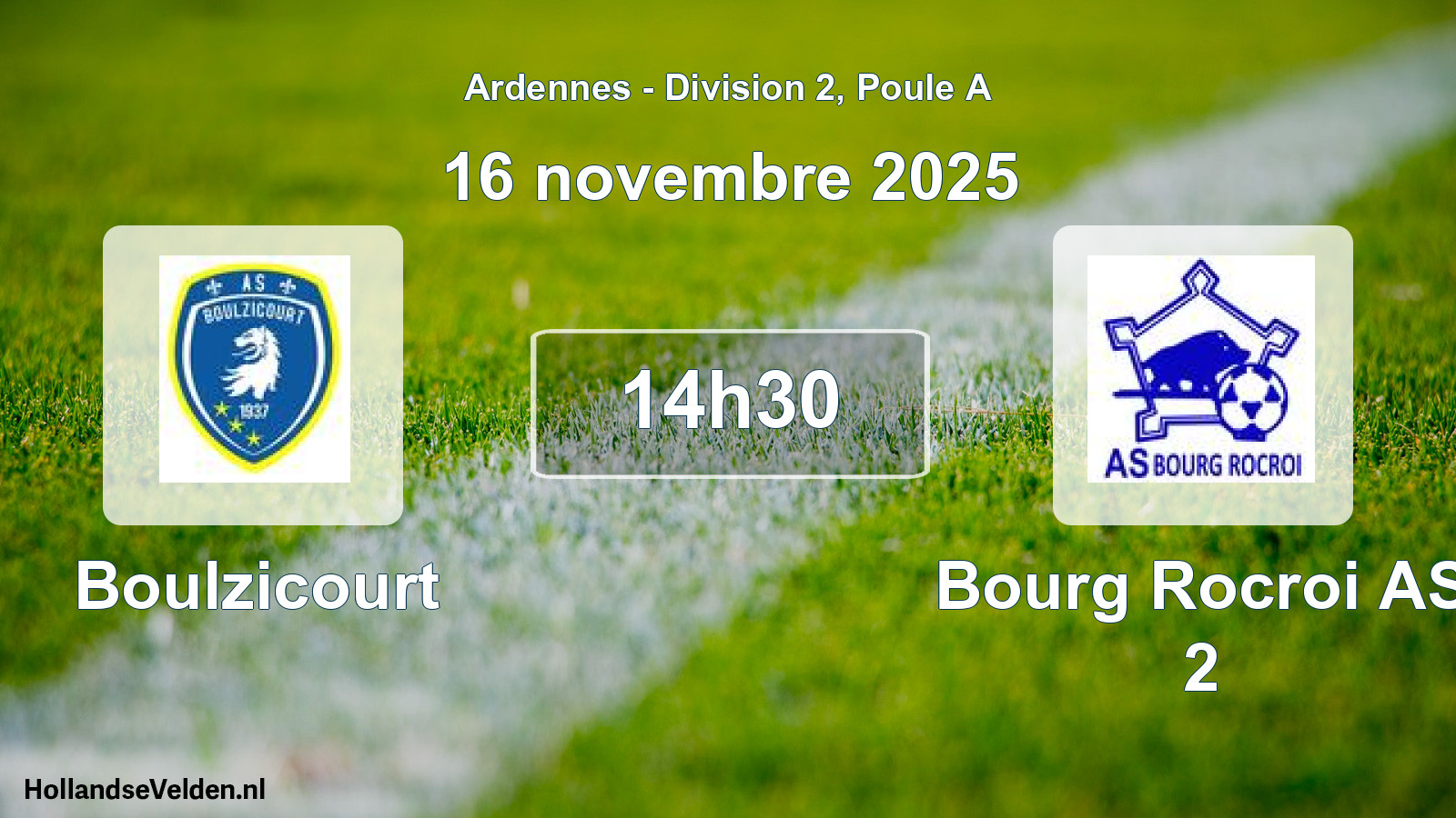 Match programmé: Boulzicourt - Bourg Rocroi AS 2 (16 novembre 2025)