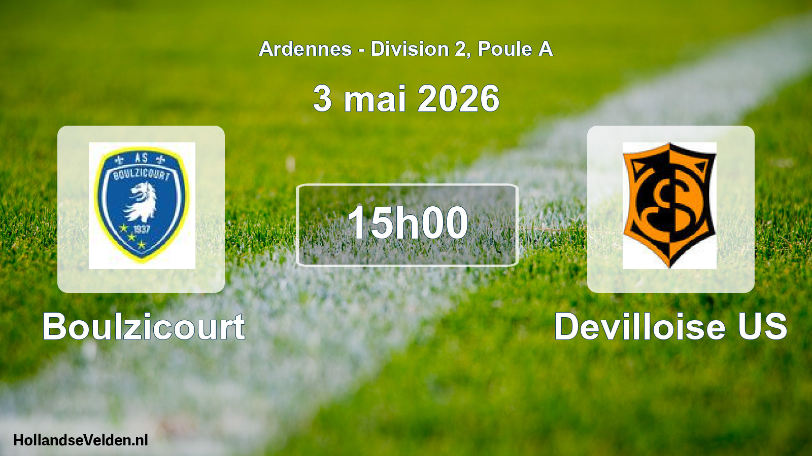 Match programmé: Boulzicourt - Devilloise US (3 mai 2026)