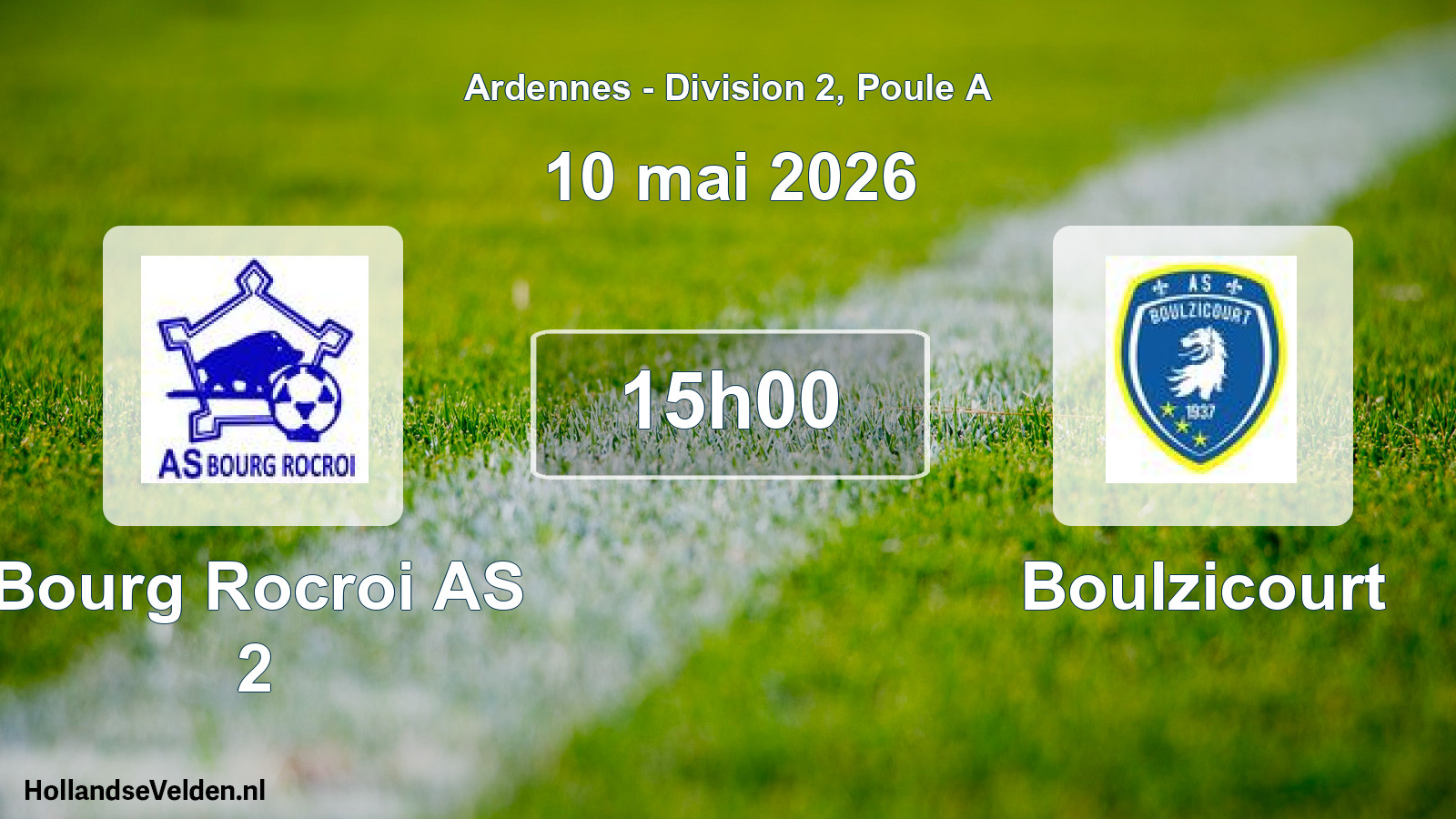 Match programmé: Bourg Rocroi AS 2 - Boulzicourt (10 mai 2026)