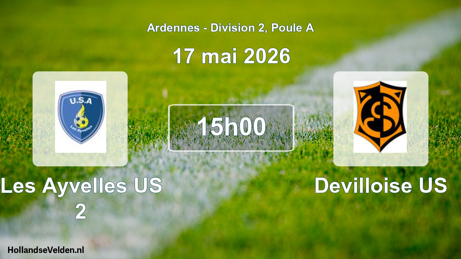 Match programmé: Les Ayvelles US 2 - Devilloise US (17 mai 2026)