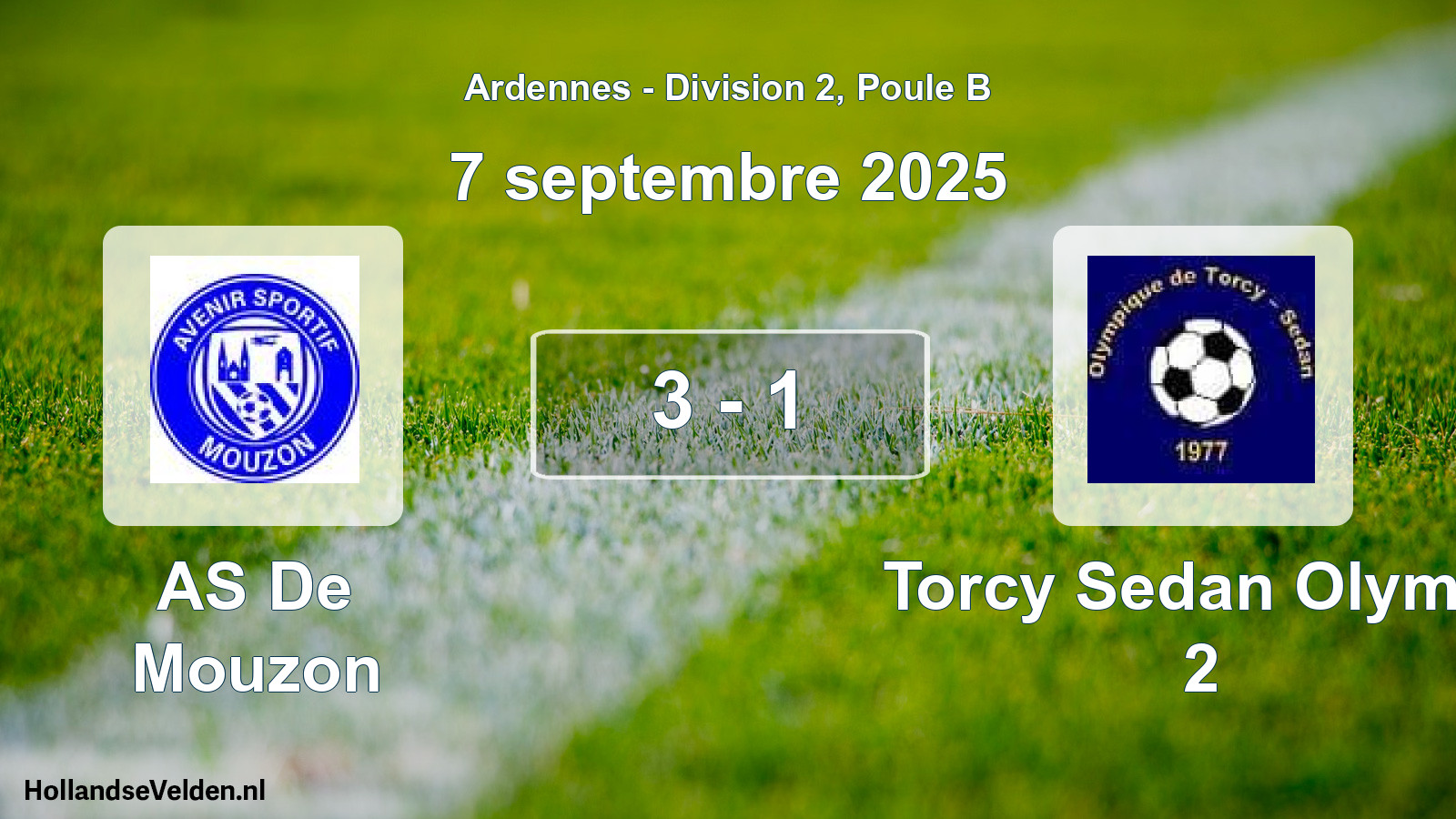 Total number of matches played: AS De Mouzon - Torcy Sedan Olymp. 2 3 - 1 (7 September 2025)