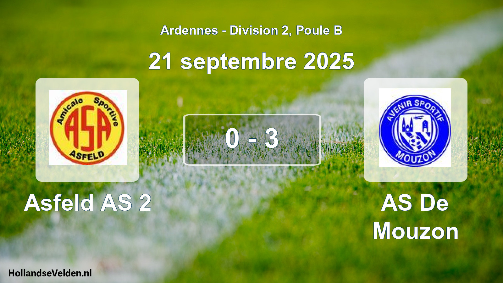 Match joué: Asfeld AS 2 - AS De Mouzon 0 - 3 (21 septembre 2025)