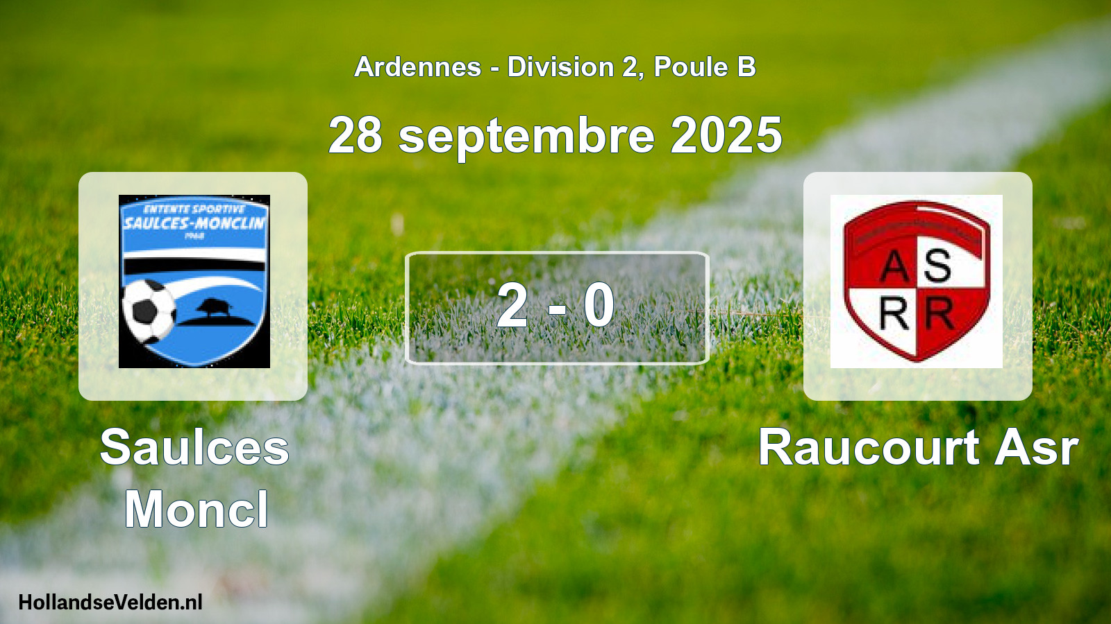 Match joué: Saulces Moncl - Raucourt Asr 2 - 0 (28 septembre 2025)