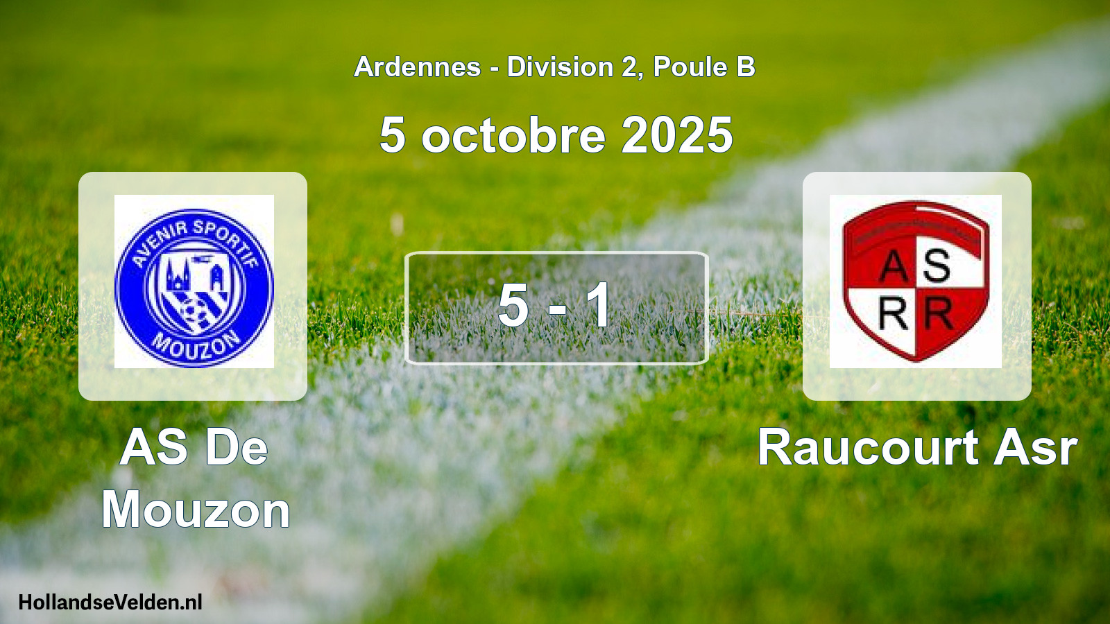 Match joué: AS De Mouzon - Raucourt Asr 5 - 1 (5 octobre 2025)
