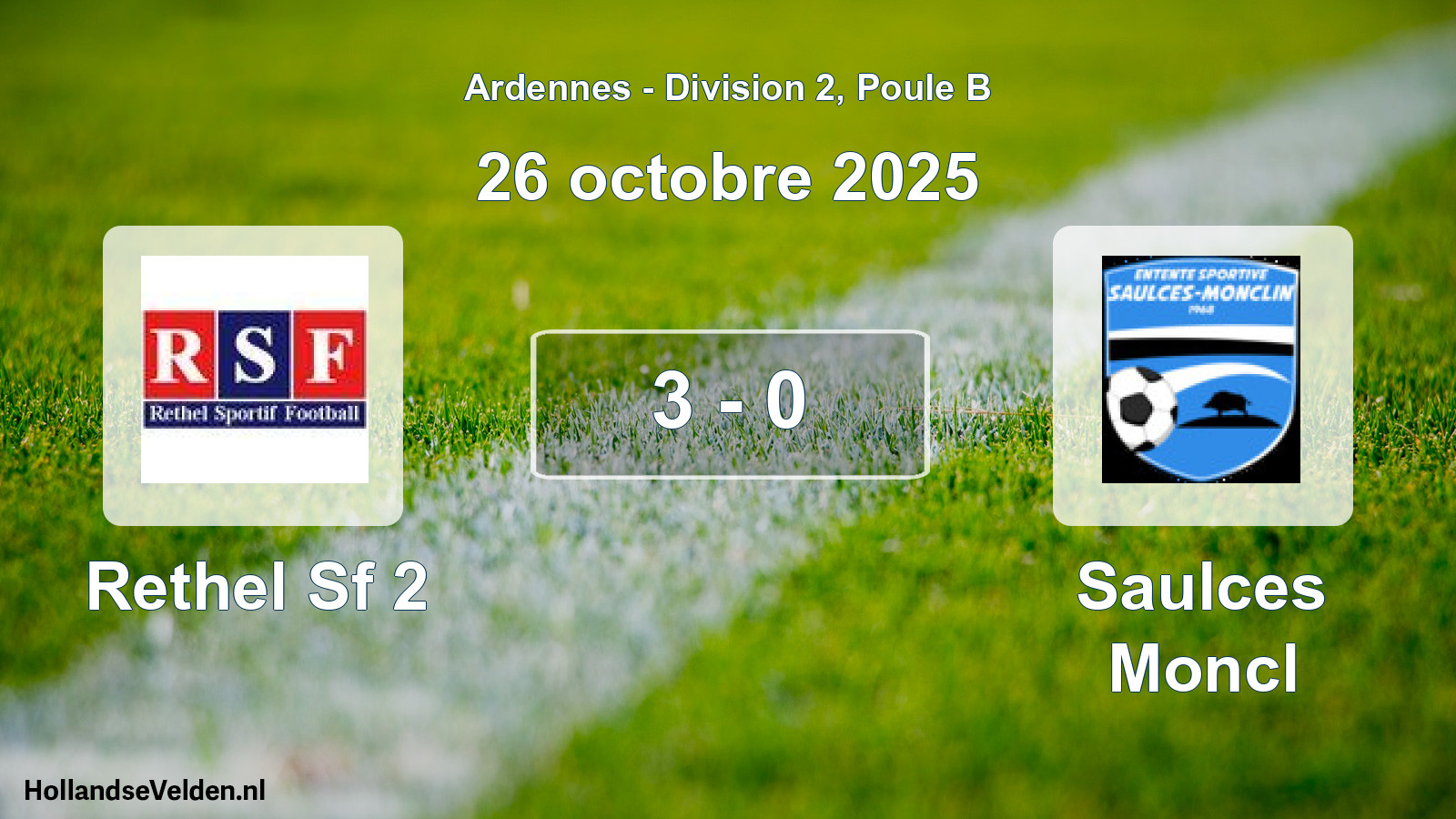 Total number of matches played: Rethel Sf 2 - Saulces Moncl 3 - 0 (26 October 2025)