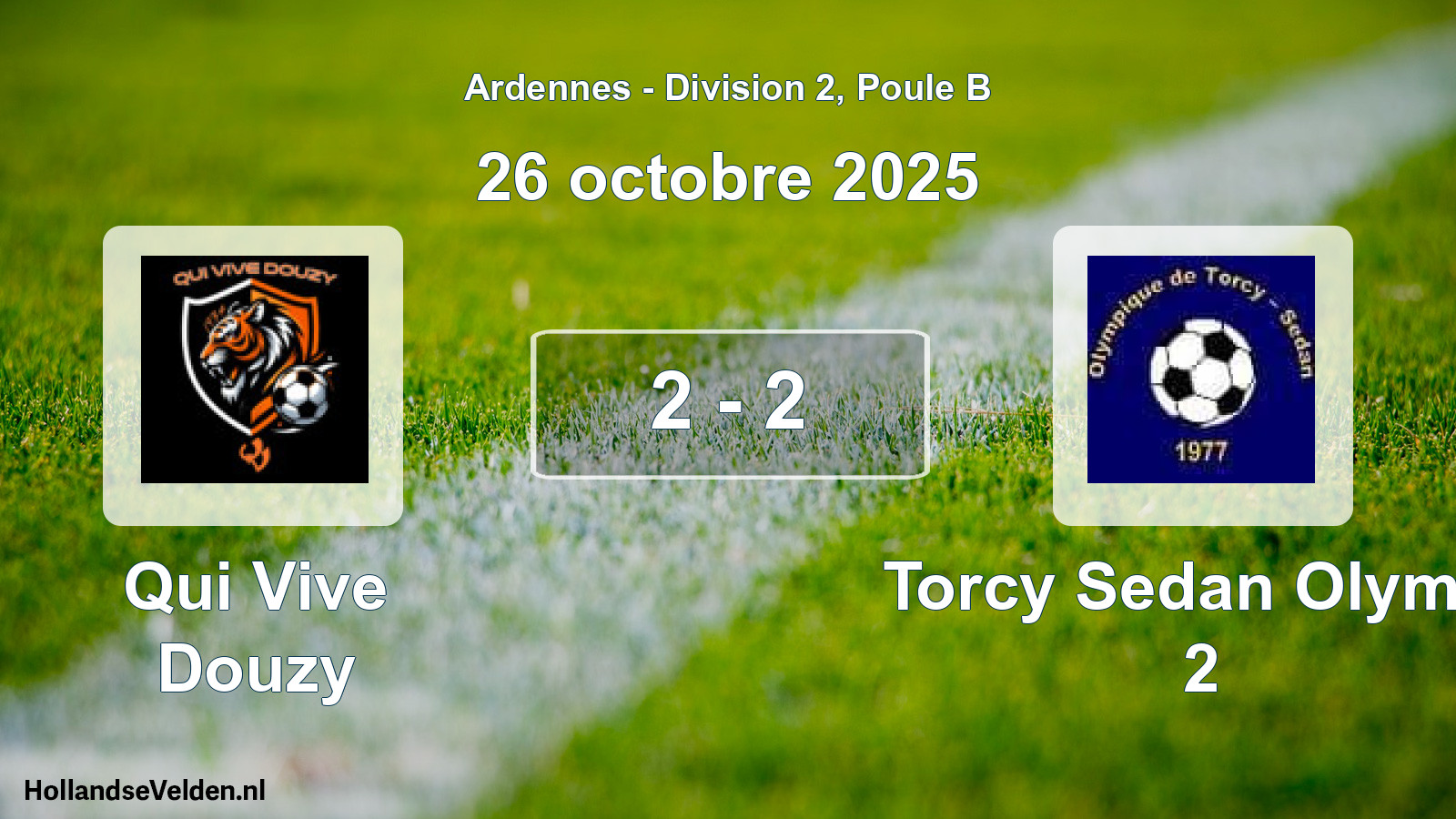 Match joué: Qui Vive Douzy - Torcy Sedan Olymp. 2 2 - 2 (26 octobre 2025)