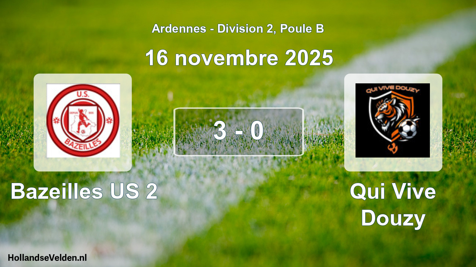Match joué: Bazeilles US 2 - Qui Vive Douzy 3 - 0 (16 novembre 2025)