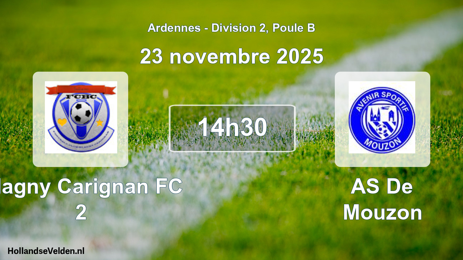 Match programmé: Blagny Carignan FC 2 - AS De Mouzon (23 novembre 2025)