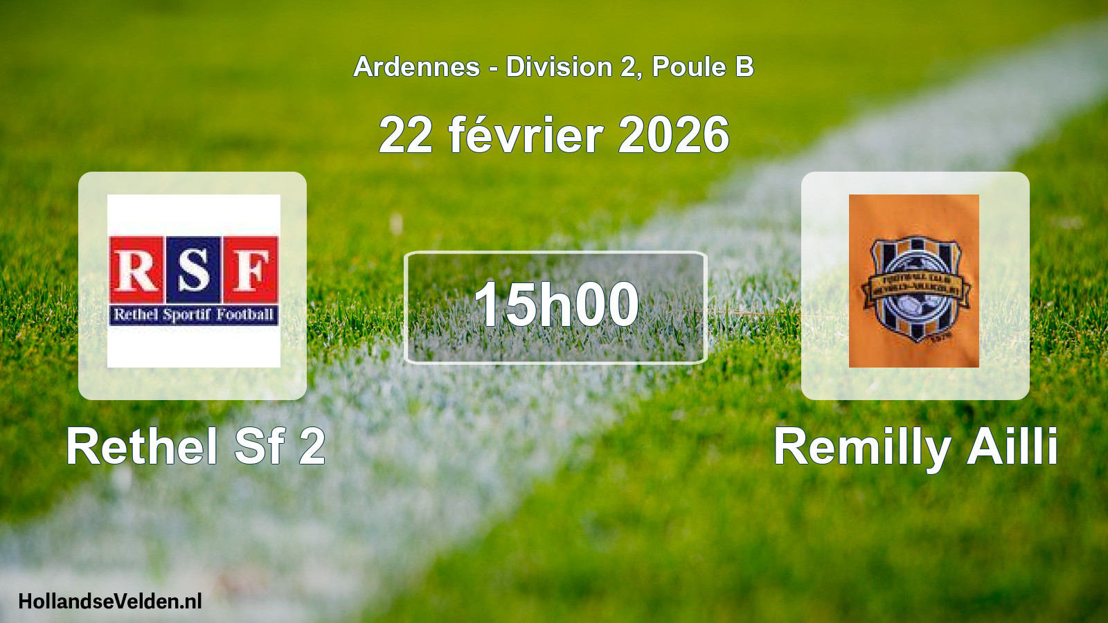 Match programmé: Rethel Sf 2 - Remilly Ailli (22 février 2026)
