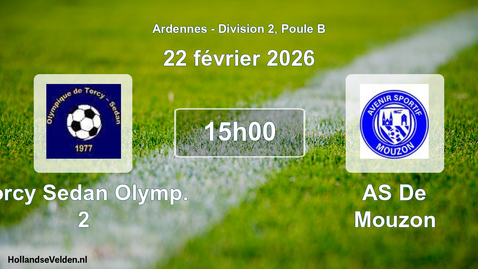 Match programmé: Torcy Sedan Olymp. 2 - AS De Mouzon (22 février 2026)
