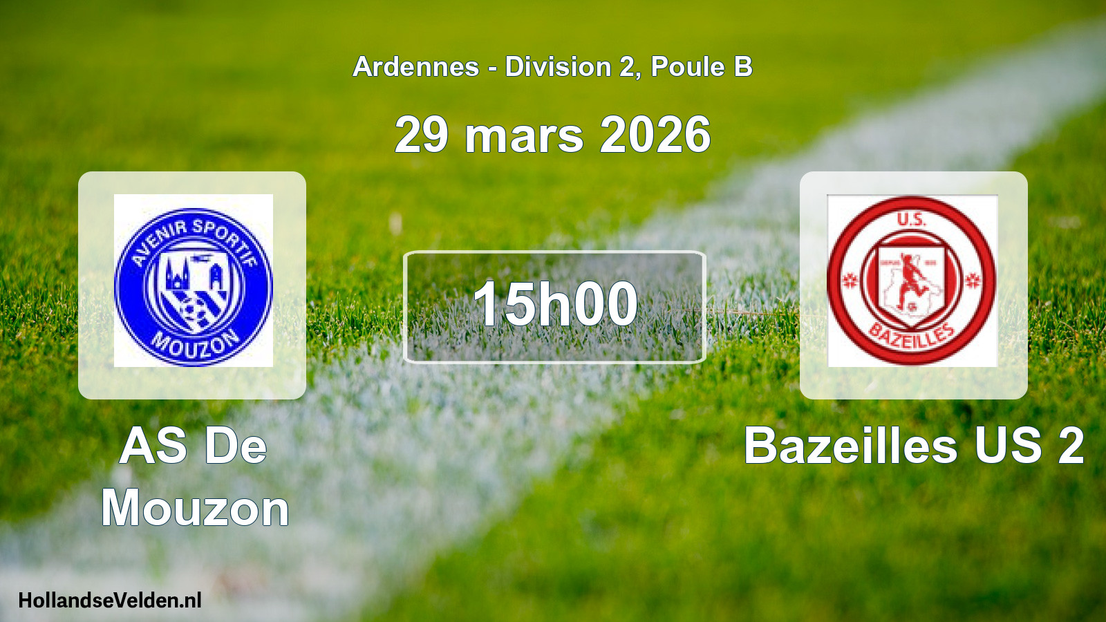 Match programmé: AS De Mouzon - Bazeilles US 2 (29 mars 2026)