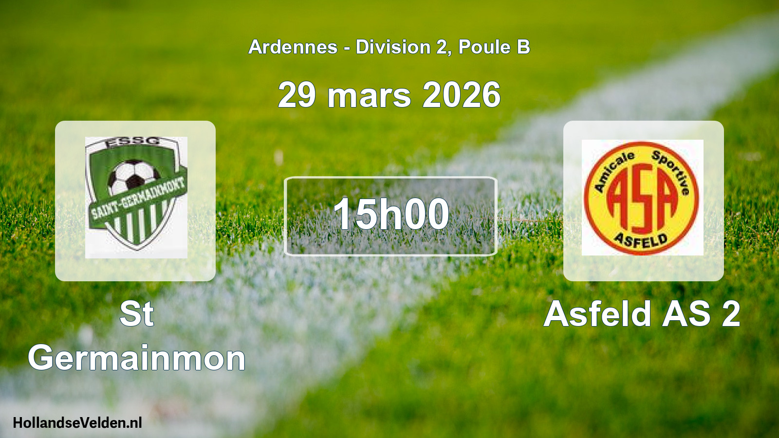 Match programmé: St Germainmon - Asfeld AS 2 (29 mars 2026)