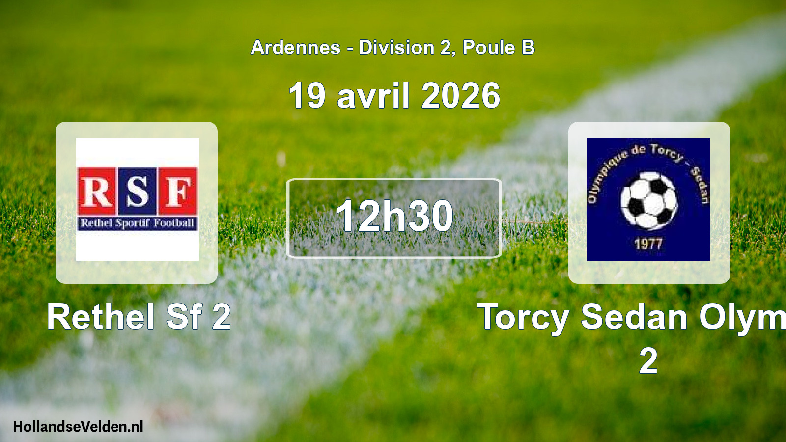 Match programmé: Rethel Sf 2 - Torcy Sedan Olymp. 2 (19 avril 2026)