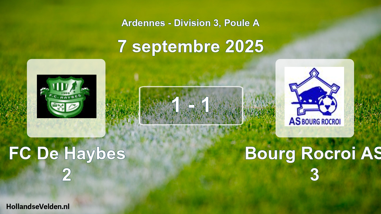 Gespeelde wedstrijd: FC De Haybes 2 - Bourg Rocroi AS 3 1 - 1 (7 september 2025)