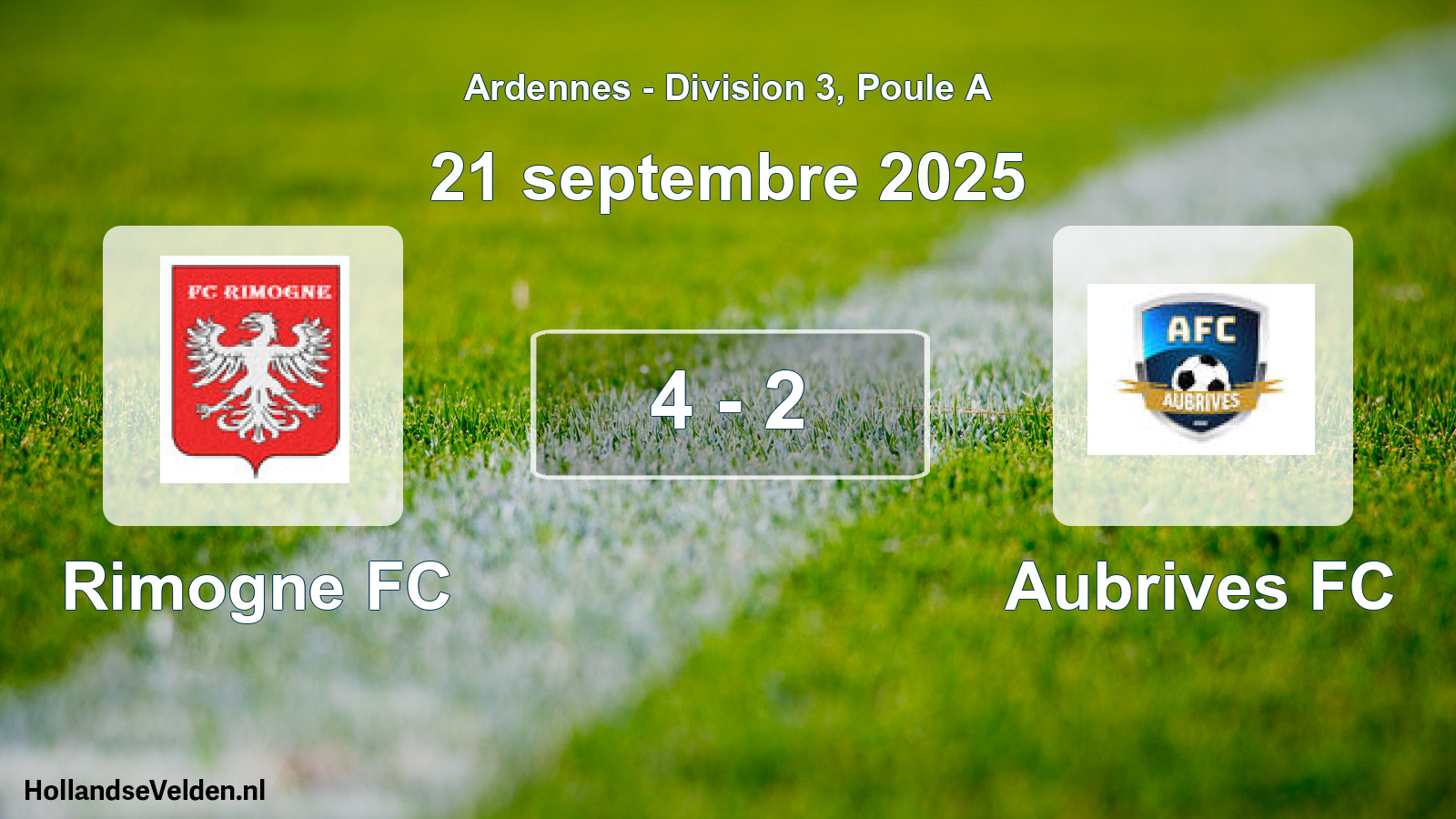 Gespeelde wedstrijd: Rimogne FC - Aubrives FC 4 - 2 (21 september 2025)