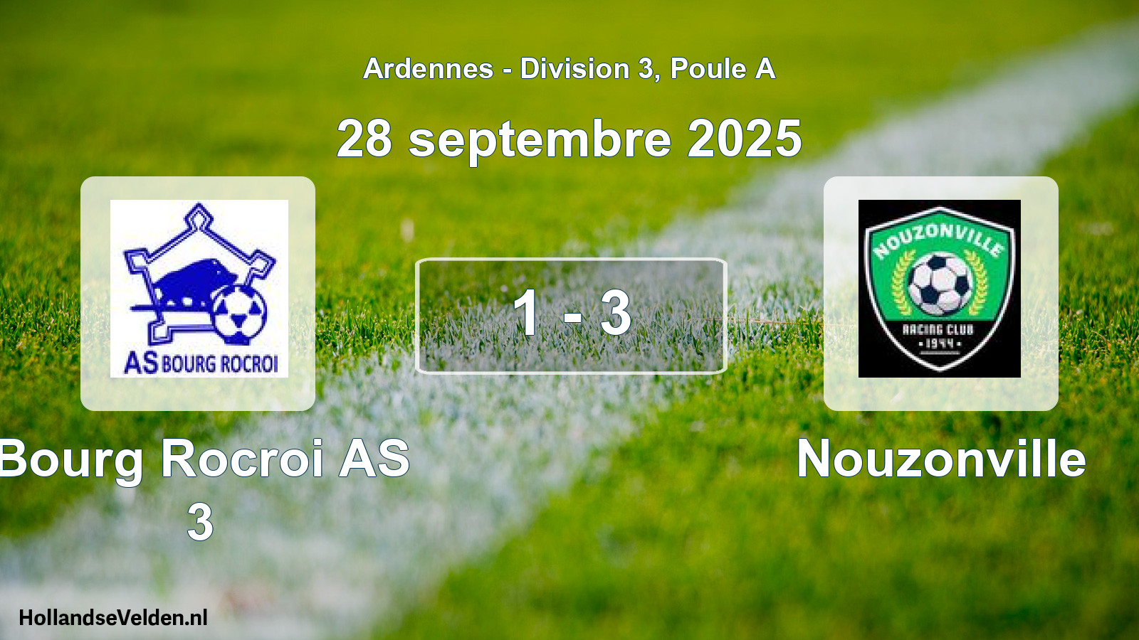 Match joué: Bourg Rocroi AS 3 - Nouzonville 1 - 3 (28 septembre 2025)