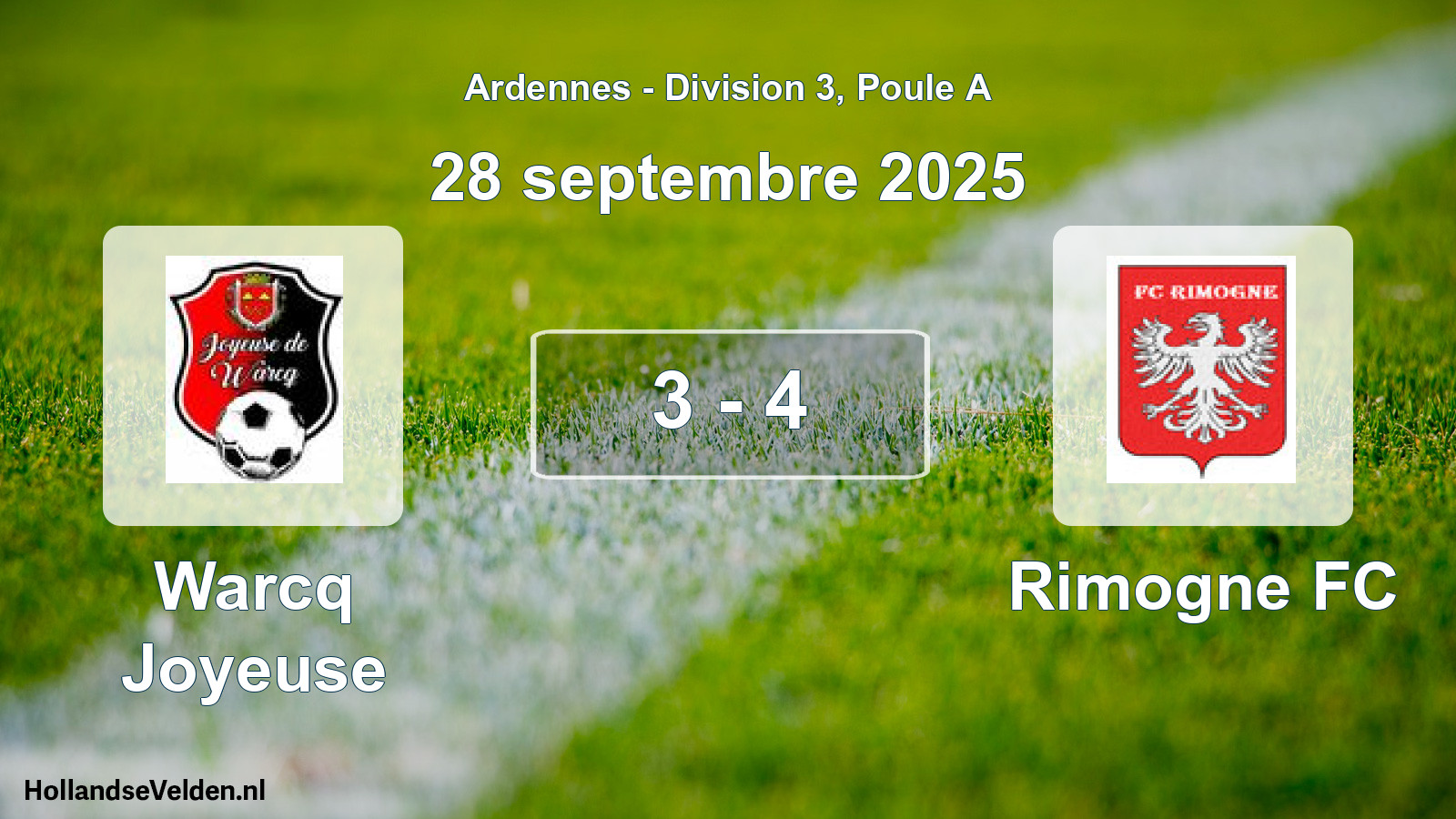 Gespeelde wedstrijd: Warcq Joyeuse - Rimogne FC 3 - 4 (28 september 2025)