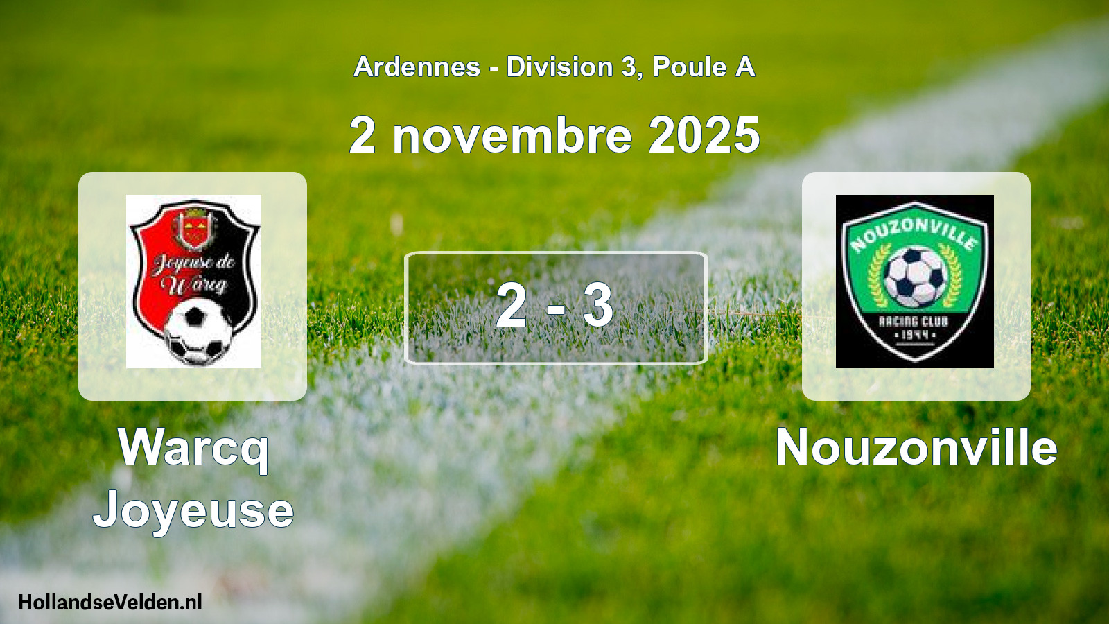 Match joué: Warcq Joyeuse - Nouzonville 2 - 3 (2 novembre 2025)