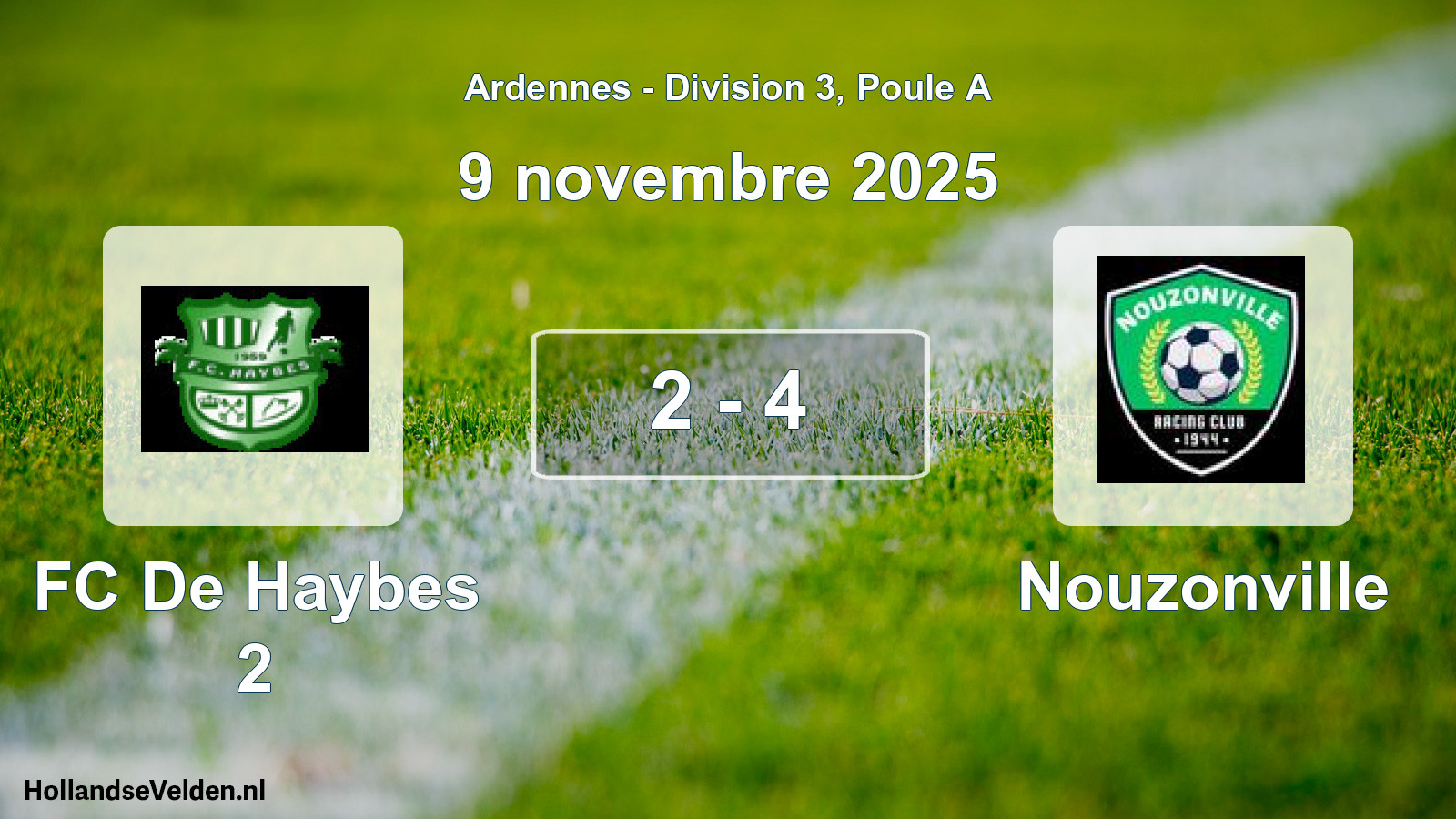 Match joué: FC De Haybes 2 - Nouzonville 2 - 4 (9 novembre 2025)