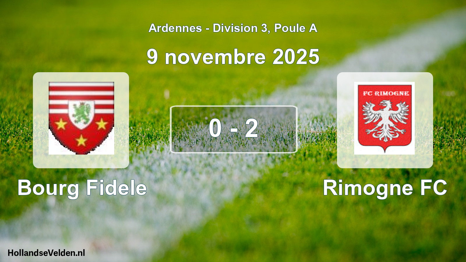 Gespeelde wedstrijd: Bourg Fidele - Rimogne FC 0 - 2 (9 november 2025)