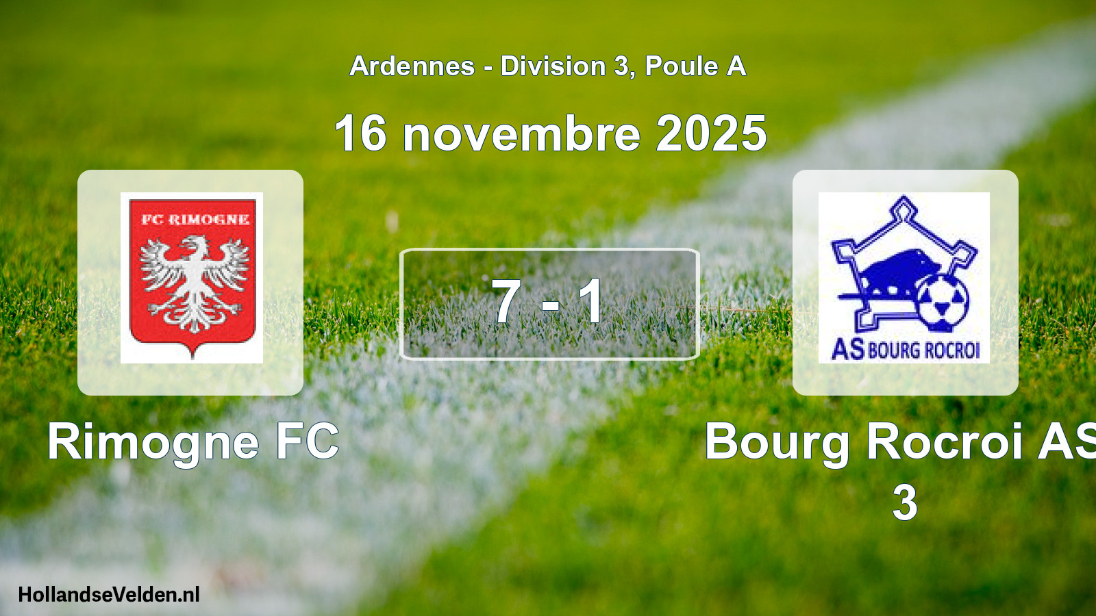 Match joué: Rimogne FC - Bourg Rocroi AS 3 7 - 1 (16 novembre 2025)