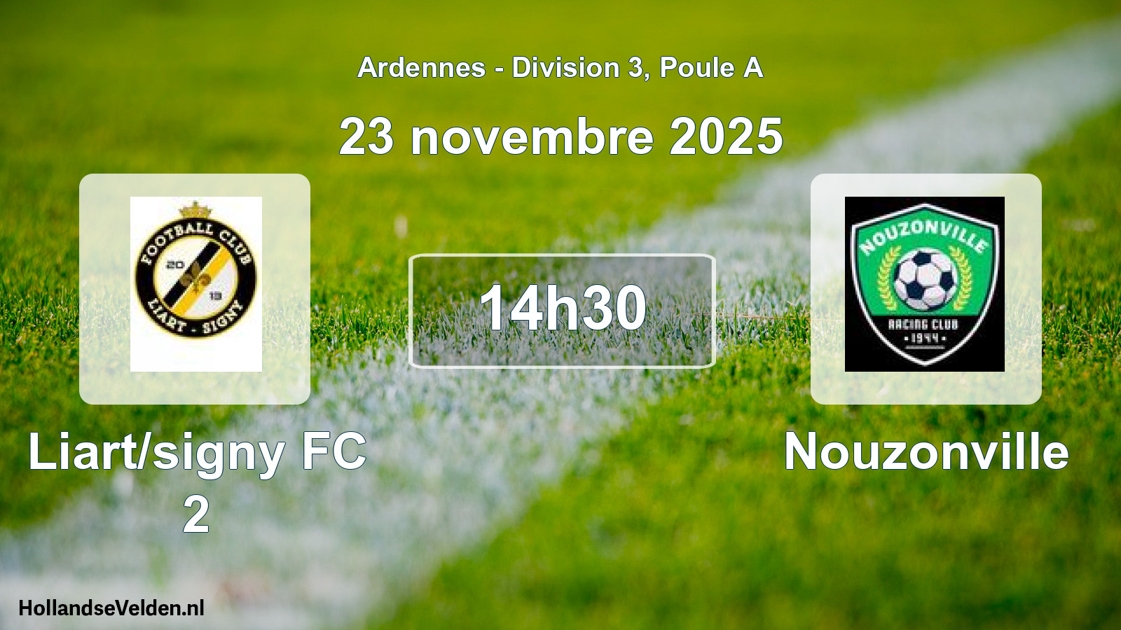 Match programmé: Liart/signy FC 2 - Nouzonville (23 novembre 2025)