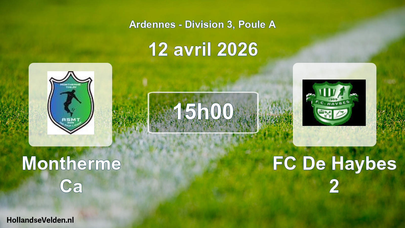 Match programmé: Montherme Ca - FC De Haybes 2 (12 avril 2026)