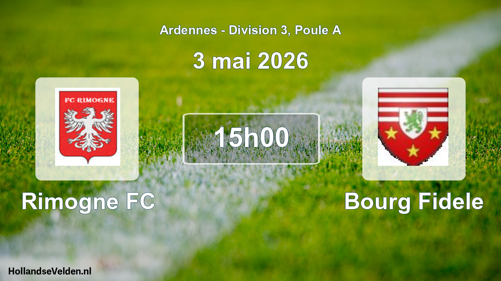Match programmé: Rimogne FC - Bourg Fidele (3 mai 2026)