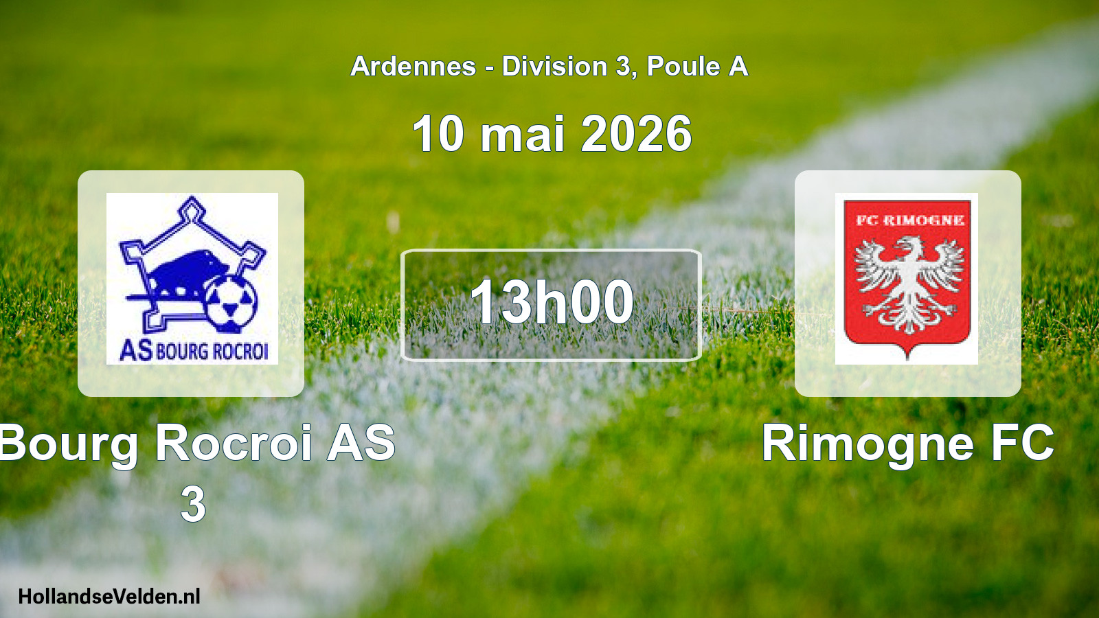 Geplande wedstrijd: Bourg Rocroi AS 3 - Rimogne FC (10 mei 2026)