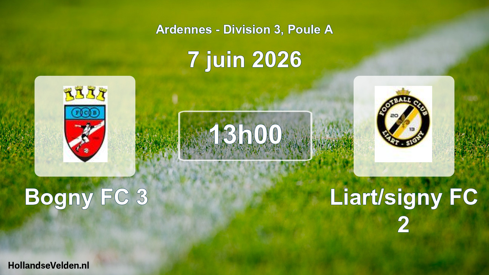 Match programmé: Bogny FC 3 - Liart/signy FC 2 (7 juin 2026)