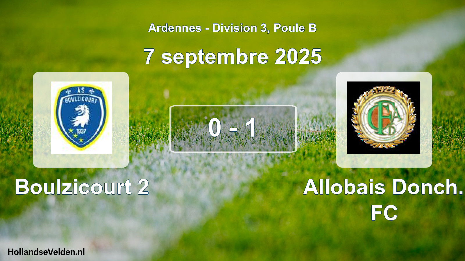 Total number of matches played: Boulzicourt 2 - Allobais Donch. FC 0 - 1 (7 September 2025)