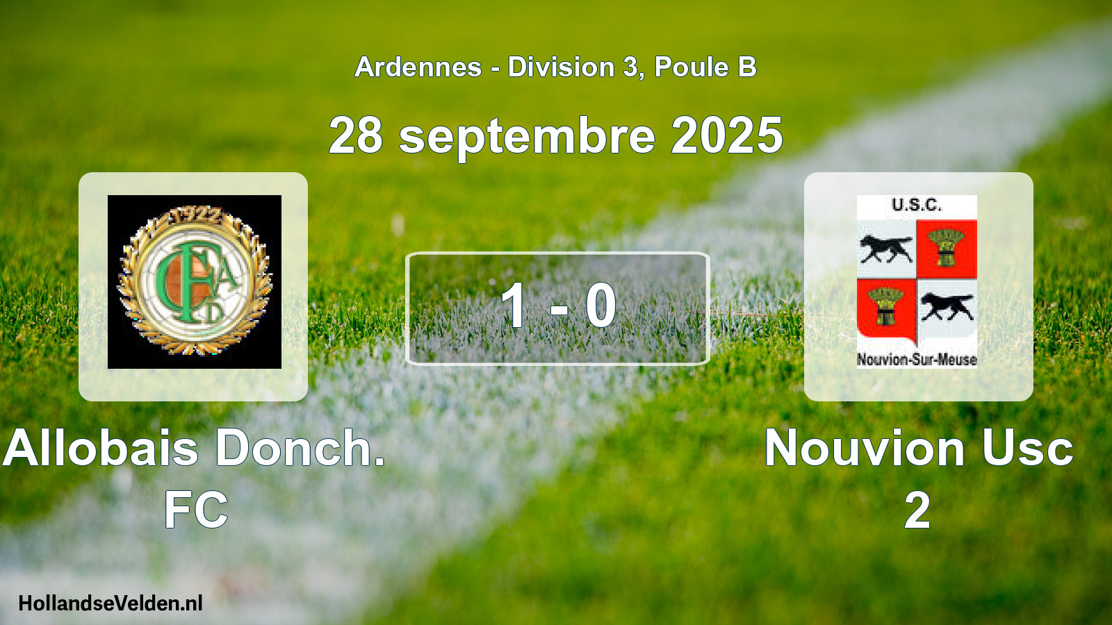 Match joué: Allobais Donch. FC - Nouvion Usc 2 1 - 0 (28 septembre 2025)