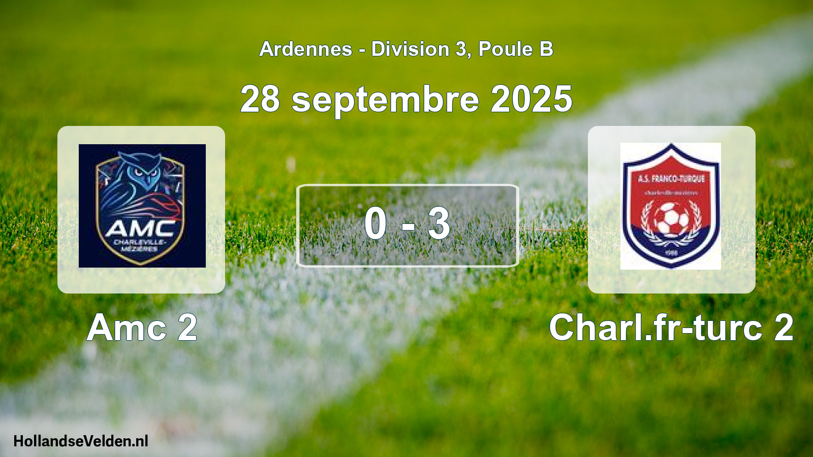Match joué: Amc 2 - Charl.fr-turc 2 0 - 3 (28 septembre 2025)