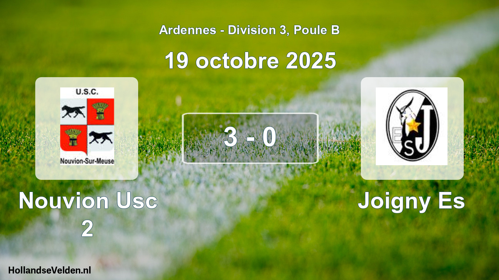 Match joué: Nouvion Usc 2 - Joigny Es 3 - 0 (19 octobre 2025)