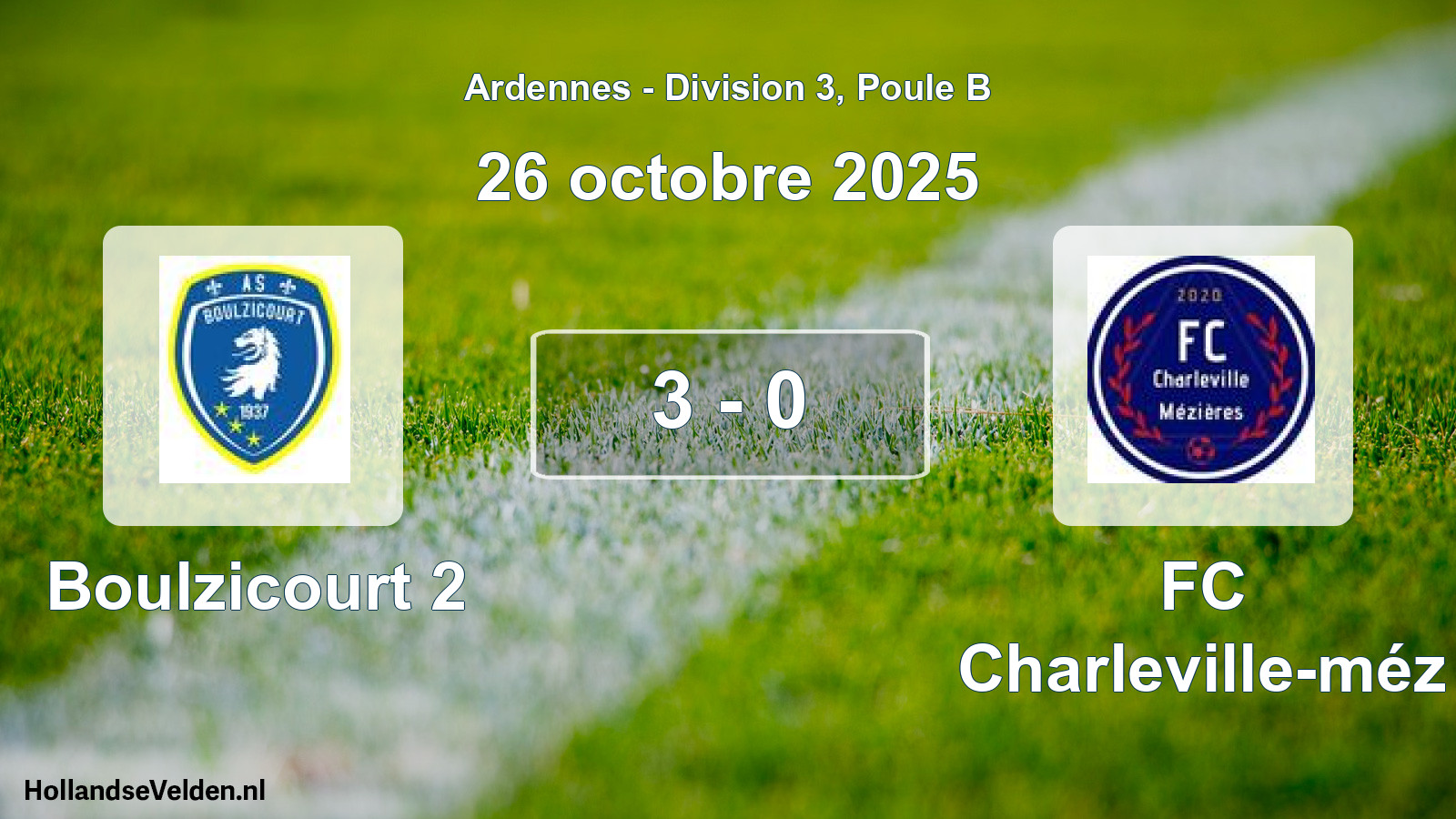 Gespeelde wedstrijd: Boulzicourt 2 - FC Charleville-méz 3 - 0 (26 oktober 2025)