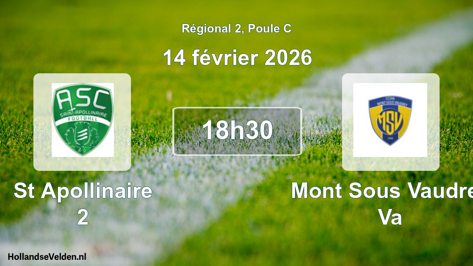 Scheduled Match: St Apollinaire 2 - Mont Sous Vaudrey Va (14 February 2026)
