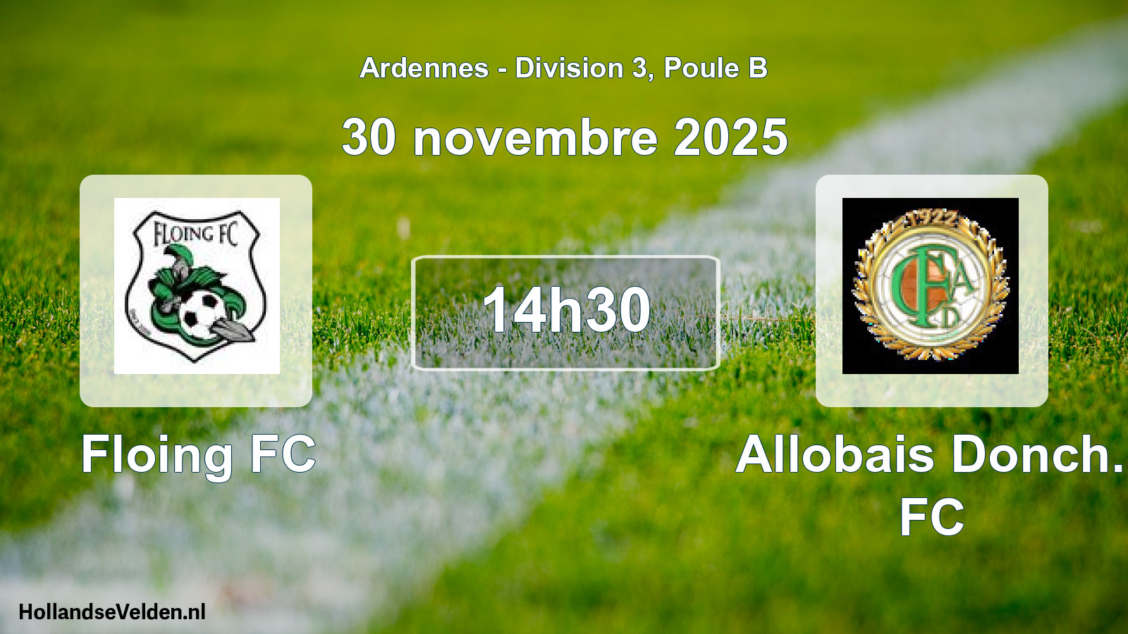 Match programmé: Floing FC - Allobais Donch. FC (30 novembre 2025)