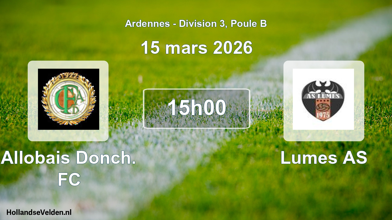 Match programmé: Allobais Donch. FC - Lumes AS (15 mars 2026)