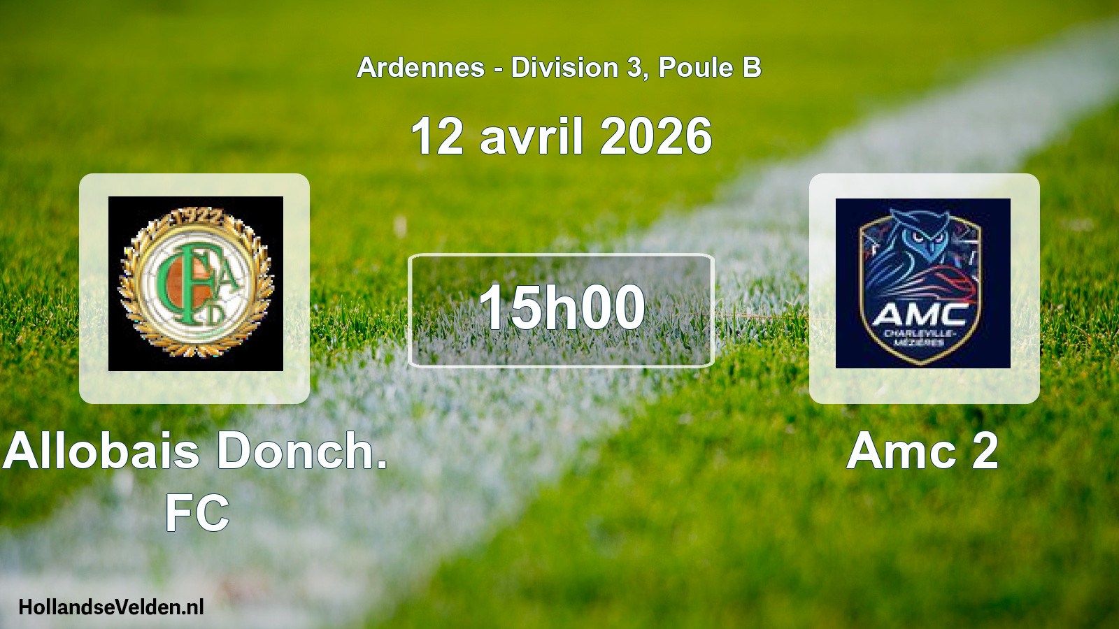 Match programmé: Allobais Donch. FC - Amc 2 (12 avril 2026)