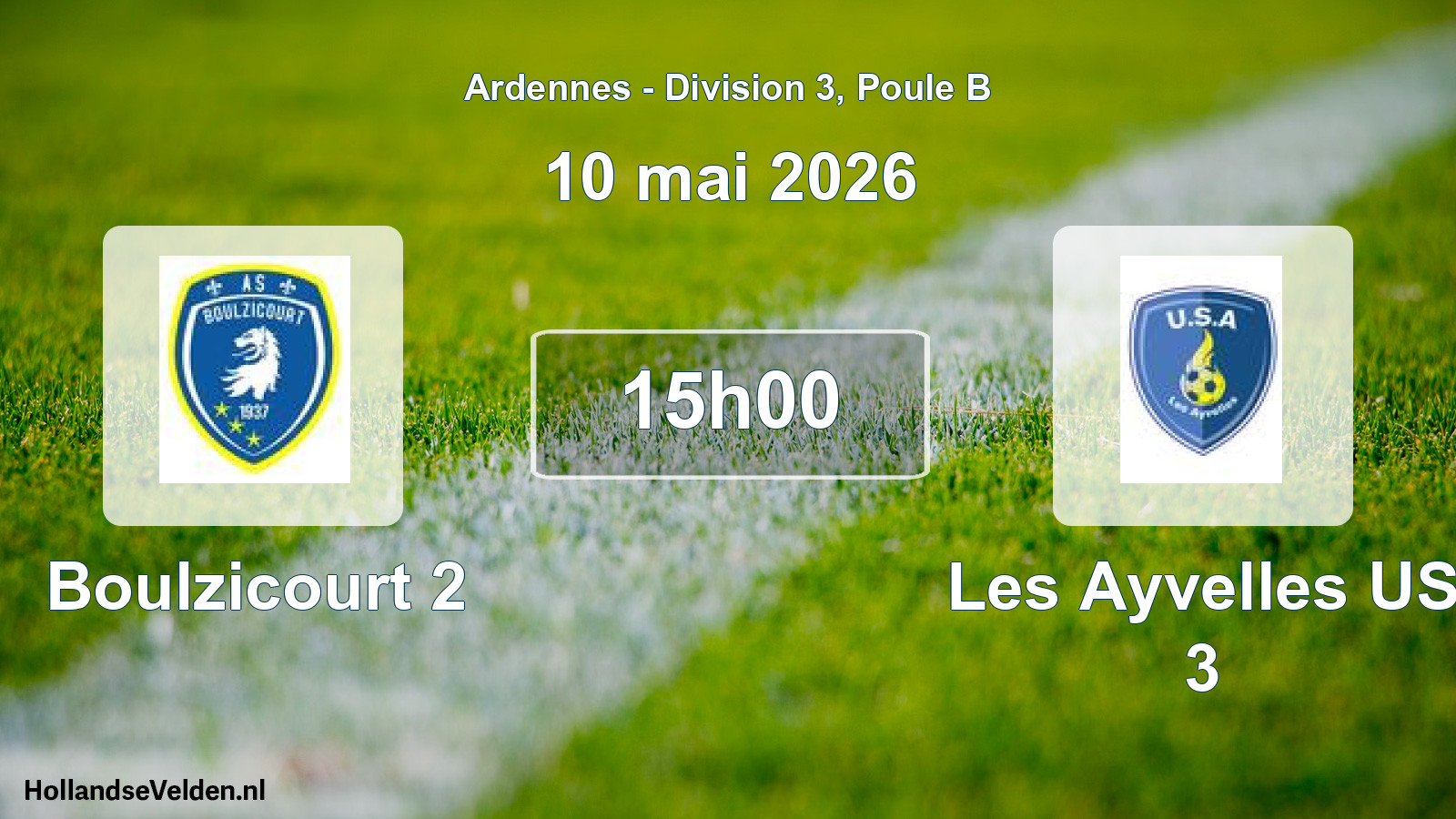 Match programmé: Boulzicourt 2 - Les Ayvelles US 3 (10 mai 2026)